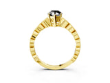 Yellow gold Fancy Black Pear Cut Solitaire Diamond Ring with Infinity Twist Band and Four-Prong Setting_3