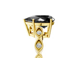 Yellow gold Fancy Black Pear Cut Solitaire Diamond Ring with Infinity Twist Band and Four-Prong Setting_5