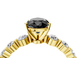 Yellow gold Fancy Black Pear Cut Solitaire Diamond Ring with Pave Band and Four-Prong Setting_4