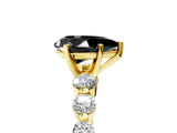 Yellow gold Fancy Black Pear Cut Solitaire Diamond Ring with Pave Band and Four-Prong Setting_5