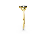 Yellow gold Fancy Black Pear Cut Solitaire Diamond Ring with Six-Prong Setting and Classic Band_14