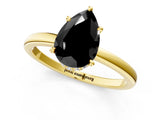 Yellow gold Fancy Black Pear Cut Solitaire Engagement Ring with Cathedral Band and Four-Prong Setting_1