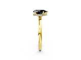 Yellow gold Fancy Black Pear Cut Solitaire Engagement Ring with Cathedral Band and Four-Prong Setting_2