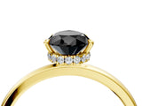 Yellow gold Fancy Black Pear Cut Solitaire Engagement Ring with Cathedral Band and Four-Prong Setting_4