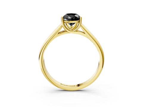 Yellow gold Fancy Black Pear Cut Solitaire Engagement Ring with Tapered Band and Four-Prong Setting_6