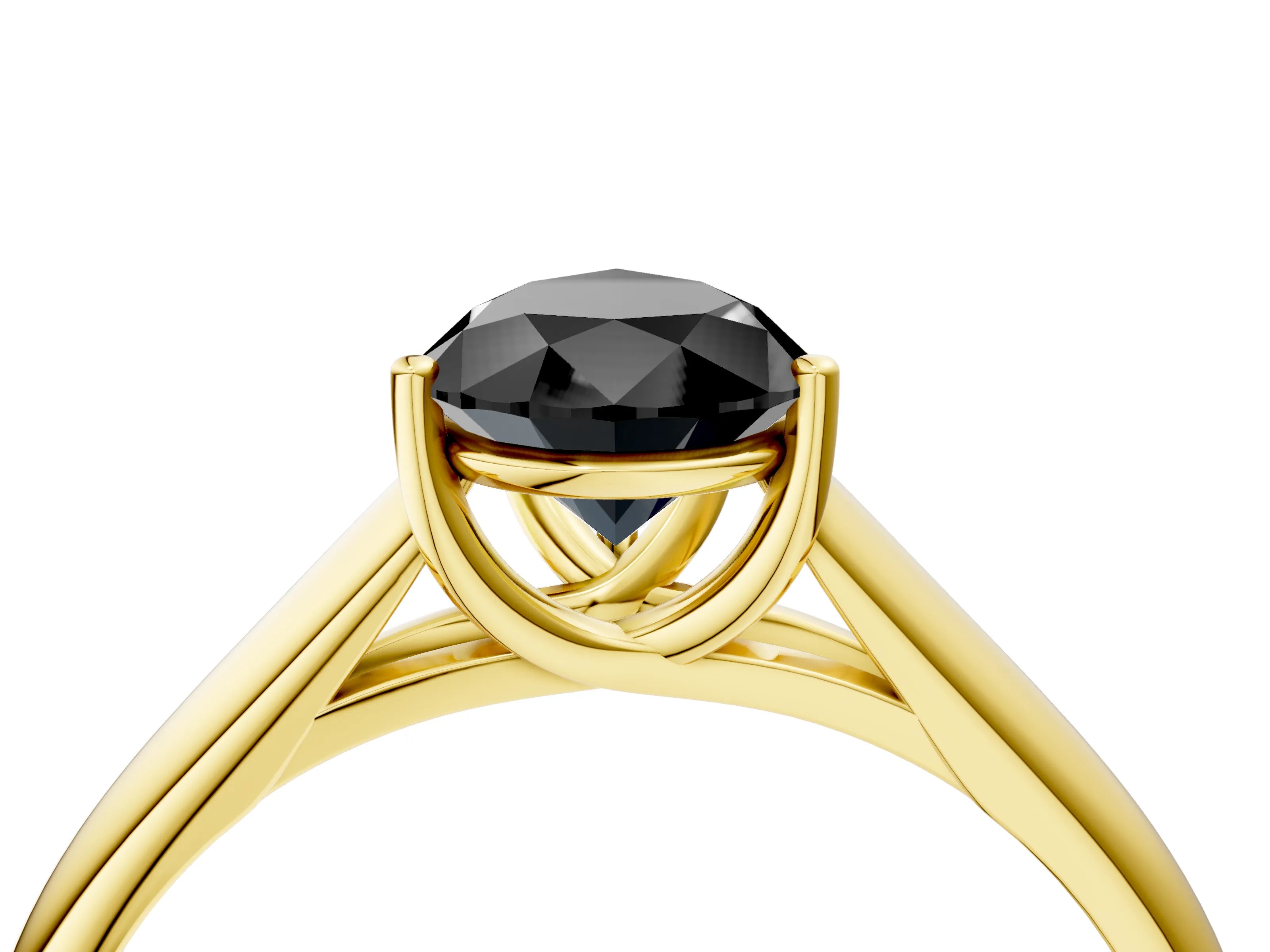 Yellow gold Fancy Black Pear Cut Solitaire Engagement Ring with Tapered Band and Four-Prong Setting_7