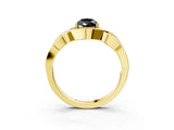 Yellow gold Fancy Black Pear Cut Solitaire Intertwined Band Prong Setting Ring_3