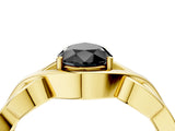 Yellow gold Fancy Black Pear Cut Solitaire Intertwined Band Prong Setting Ring_4