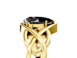 Yellow gold Fancy Black Pear Cut Solitaire Intertwined Band Prong Setting Ring_5