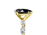 Yellow gold Fancy Black Pear Cut Solitaire Marquise Side Stone Prong Setting Ring_5