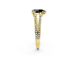 Yellow gold Fancy Black Pear Cut Solitaire Split Shank Pavé Diamond Engagement Ring_2
