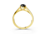 Yellow gold Fancy Black Pear Cut Solitaire Split Shank Pavé Diamond Engagement Ring_3