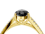Yellow gold Fancy Black Pear Cut Solitaire Split Shank Pavé Diamond Engagement Ring_4