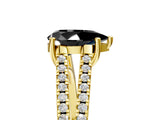 Yellow gold Fancy Black Pear Cut Solitaire Split Shank Pavé Diamond Engagement Ring_5