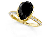 Yellow gold Fancy Black Pear Cut Solitaire Split Shank Pave Diamond Engagement Ring with Four-Prong Setting_1