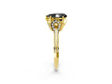 Yellow gold Fancy Black Pear Cut Solitaire Split Shank Pave Diamond Engagement Ring with Four-Prong Setting_2