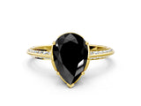 Yellow gold Fancy Black Pear Cut Solitaire Split Shank Pave Diamond Engagement Ring with Four-Prong Setting_24