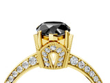 Yellow gold Fancy Black Pear Cut Solitaire Split Shank Pave Diamond Engagement Ring with Four-Prong Setting_4