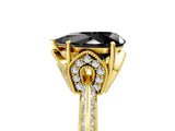 Yellow gold Fancy Black Pear Cut Solitaire Split Shank Pave Diamond Engagement Ring with Four-Prong Setting_5