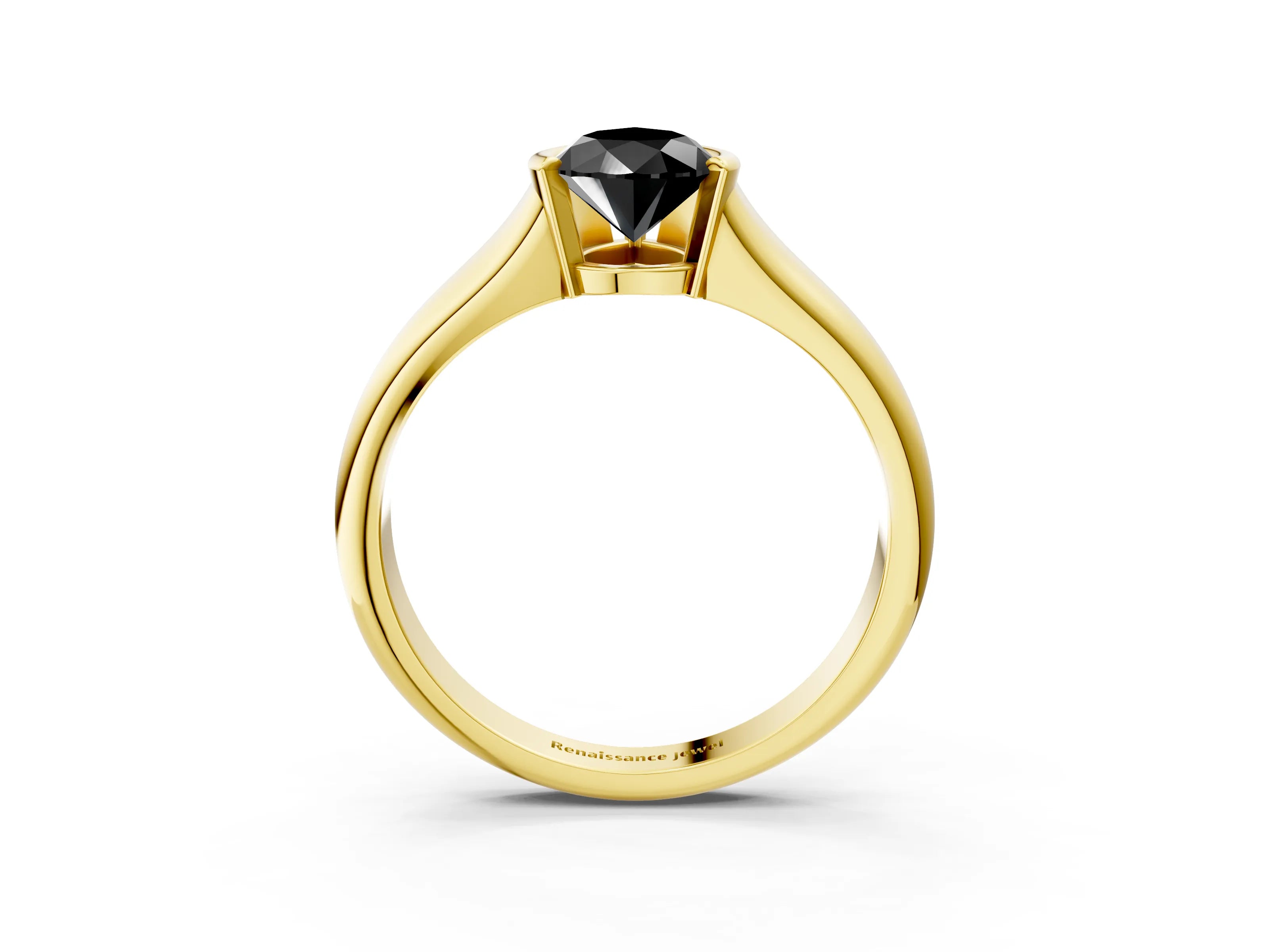 Yellow gold Fancy Black Pear Cut Solitaire Tension Set Diamond Ring with Split Shank Band_3