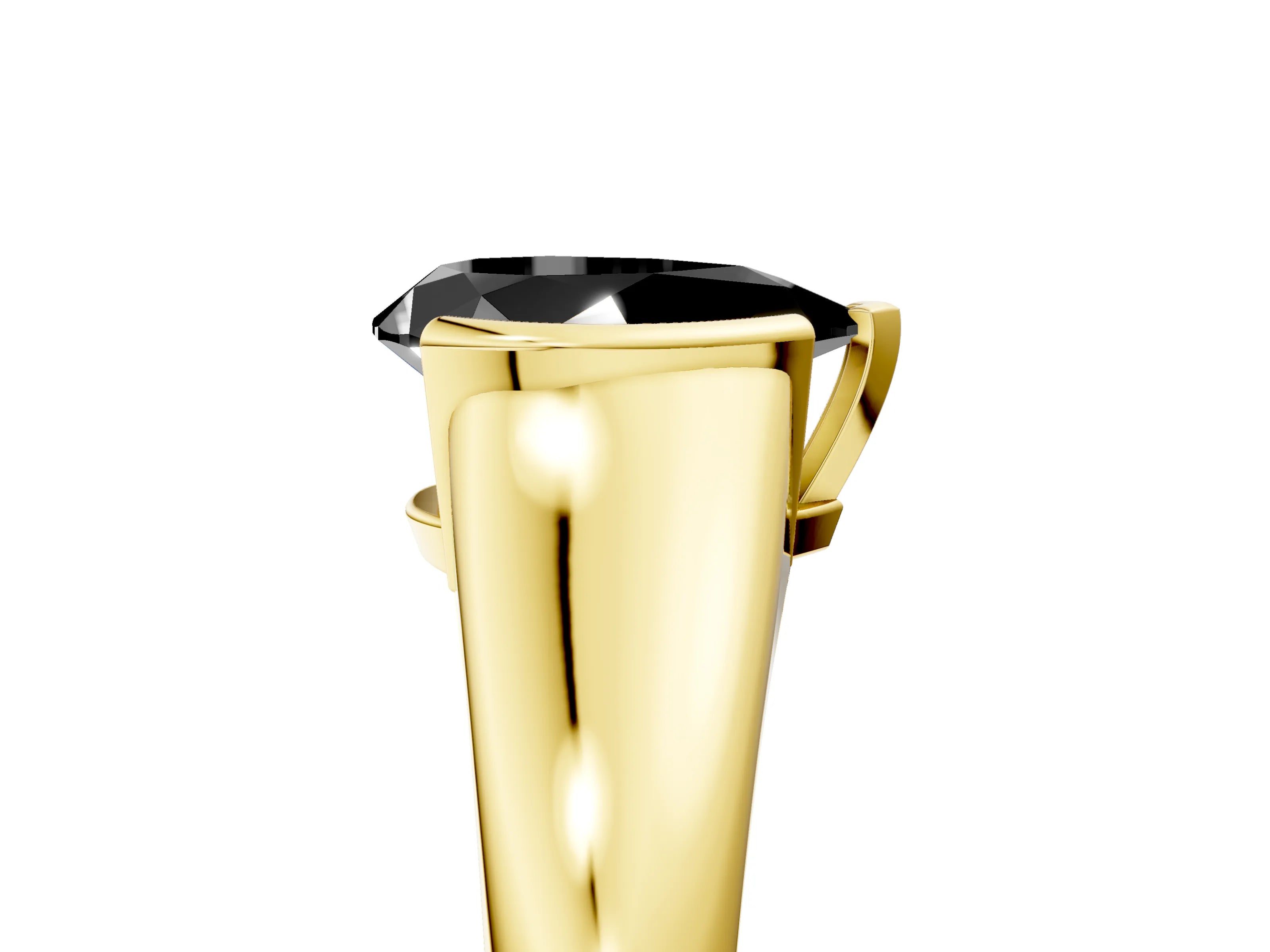 Yellow gold Fancy Black Pear Cut Solitaire Tension Set Diamond Ring with Split Shank Band_5