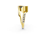 Yellow gold Fancy Black Pear Cut Solitaire Tension-Set Diamond Split Shank Ring_2