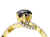 Yellow gold Fancy Black Pear Cut Solitaire Twist Pave Diamond Engagement Ring with Prong Setting_4