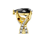 Yellow gold Fancy Black Pear Cut Solitaire Twist Pave Diamond Engagement Ring with Prong Setting_47