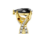 Yellow gold Fancy Black Pear Cut Solitaire Twist Pave Diamond Engagement Ring with Prong Setting_5