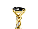 Yellow gold Fancy Black Pear Cut Solitaire Twisted Band with Pavé Accents and Four-Prong Setting_5