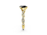 Yellow gold Fancy Black Pear Cut Solitaire Twisted Pave Band with Four-Prong Setting_5