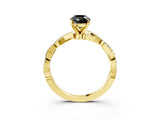 Yellow gold Fancy Black Pear Cut Solitaire Twisted Pave Band with Four-Prong Setting_6
