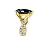 Yellow gold Fancy Black Pear Cut Solitaire Twisted Pave Band with Four-Prong Setting_8