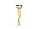 Yellow gold Fancy Black Pear Cut Three-Stone Diamond Ring with Prong Setting on a Classic Band_14