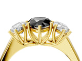Yellow gold Fancy Black Pear Cut Three-Stone Diamond Ring with Prong Setting on a Classic Band_16