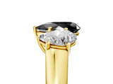 Yellow gold Fancy Black Pear Cut Three-Stone Diamond Ring with Prong Setting on a Classic Band_17