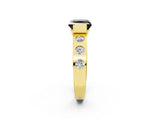 Yellow gold Fancy Black Princess Cut Brilliant Channel-Set Diamond Ring with Bezel Prong Setting_2