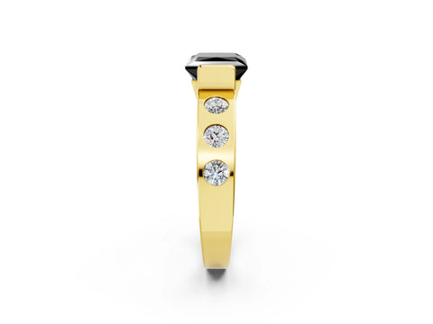 Yellow gold Fancy Black Princess Cut Brilliant Channel-Set Diamond Ring with Bezel Prong Setting_2