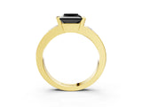 Yellow gold Fancy Black Princess Cut Brilliant Channel-Set Diamond Ring with Bezel Prong Setting_3