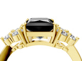 Yellow gold Fancy Black Princess Cut Brilliant Diamond Cluster Accent Solitaire Ring with Prong Setting_4