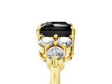 Yellow gold Fancy Black Princess Cut Brilliant Diamond Cluster Accent Solitaire Ring with Prong Setting_5