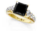 Yellow gold Fancy Black Princess Cut Brilliant Diamond Pavé Band with Six-Prong Setting_1
