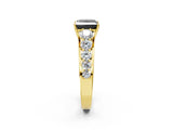 Yellow gold Fancy Black Princess Cut Brilliant Diamond Pavé Band with Six-Prong Setting_2