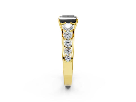 Yellow gold Fancy Black Princess Cut Brilliant Diamond Pavé Band with Six-Prong Setting_2