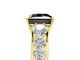 Yellow gold Fancy Black Princess Cut Brilliant Diamond Pavé Band with Six-Prong Setting_5
