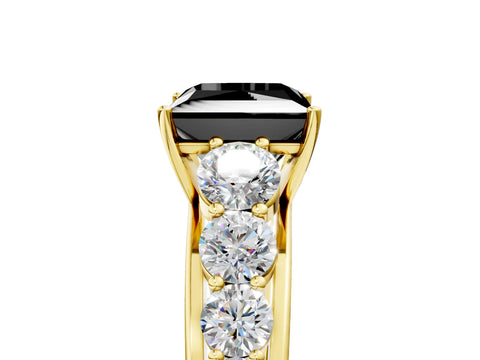 Yellow gold Fancy Black Princess Cut Brilliant Diamond Pavé Band with Six-Prong Setting_5