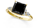 Yellow gold Fancy Black Princess Cut Brilliant Diamond Solitaire Ring with Pear Side Stones and Four-Prong Setting_4