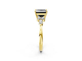 Yellow gold Fancy Black Princess Cut Brilliant Diamond Solitaire Ring with Pear Side Stones and Four-Prong Setting_5