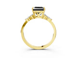 Yellow gold Fancy Black Princess Cut Brilliant Diamond Solitaire Ring with Pear Side Stones and Four-Prong Setting_6