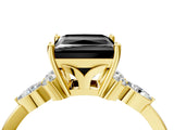 Yellow gold Fancy Black Princess Cut Brilliant Diamond Solitaire Ring with Pear Side Stones and Four-Prong Setting_7